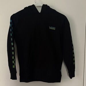 Vans Black Hoodie with Multicolor Checkered Sleeves